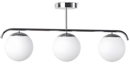 B·LED BARCELONA LED Lampada da soffitto tripla Tali con 3 sfere di vetro, 3 x E27, stile moderno e minimalista, illuminazione diffusa per soggiorno, sala da pranzo o camera da letto, 70 x 30 x 15 cm
