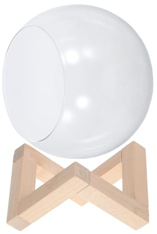 Anneome Terrarium en Verre Rond 12 CM avec Support en Bois, Vase à Micro-Plantes Hydroponiques, Cloche en Verre pour Décoration Jardin, Maison et Mariage, Jardinière Élégante Transparente