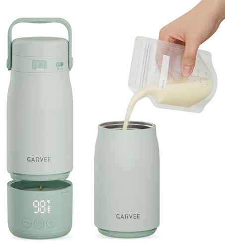 Tragbarer Flaschenwärmer Baby,Mobiler Wasserwärmer 500Ml Tragbarer Milchwärmer Präzise Temperaturregelung Lange Akkulaufzeit Schnellladung Abnehmbarer Sockel 11600MAH Flaschenwärmer Für Unterwegs
