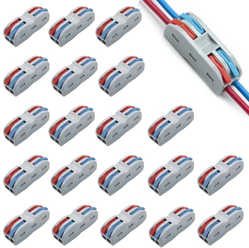 20 Stück Kabelverbinder,Verbindungsklemmen Mit Hebel, Kabelverbinder 2 Polig Steckklemmen Für Kabel 0,08–4mm² Für 18-22 Awg Kabel, Lüsterklemmen,Crimp Steckverbindung Für Auto, Led, Audio, Elektrozube