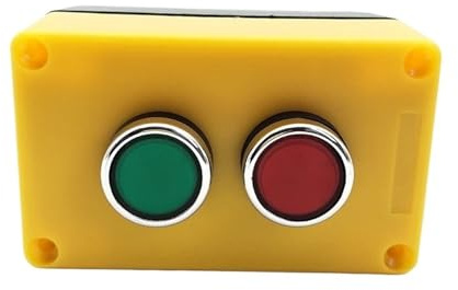 Estación de interruptor de botón pulsador con enclavamiento, 380 V, 10 A, NO + NC, lámpara LED roja y verde, con caja impermeable
