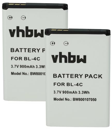 vhbw 2X batería Compatible con Olympia Outdoor Free móvil, Smartphone (900 mAh, 3,7 V, Li-Ion)