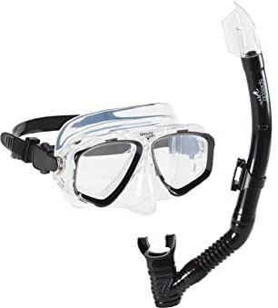 Speedo Unisex-Adult Swim Snorkel Dive Mask Anti-Fog with Nose Cover Adventure Series, MS Black/Black, One Size