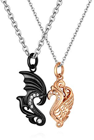 Cupimatch Paar Kette Puzzle Katze I Love U Anhänger Pärchen Halskette Freundschaftskette für Sie und Ihn 2 Verliebte Paar Schmuck Edelstahl Kette Herren Damen Geschenk für Partner Paare