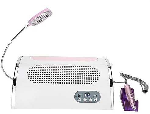 3 in 1 Nageltrockner Nagel Staubsauger, Nagellampe UV Härtungsgerät für Maniküre + Staubabsaugung Vacuum Fan für Nageldesign + LED Licht, Nail Art Werkzeug Geeignet für alle Gel(Weiß)