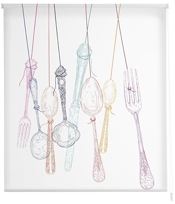 Estoralis Cocina| Estor Enrollable Diseño Moderno|Sin Taladrar Translúcido Estampado | Modelo C-1180 | 70 x 150 cm (Ancho/Alto) Tamaño Tela 67 x 150 cm | Estores para Ventanas y Puertas