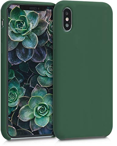 kwmobile Housse Compatible avec Apple iPhone XS Coque - Housse de téléphone Protection Souple en TPU Silicone - Vert foncé