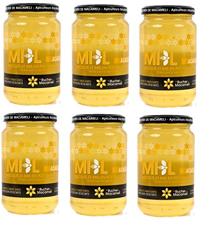 Lot 6x Miel d'Acacia - Monts du Lyonnais - Rhône Alpes - Le Rucher de Macameli - pot 500g