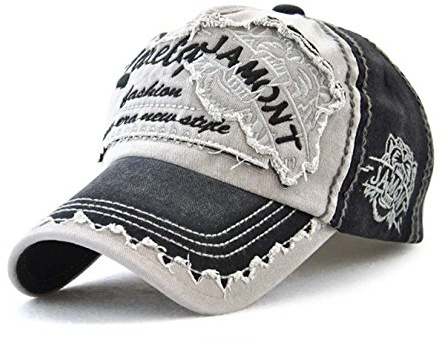 CHENNUO Vintage Basecap Distressed Snapback Caps Trucker Hat Baumwolle Baseball Cap Freizeit Outdoor Kappe Unisex (schwarz)