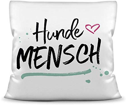 PfotenSchild Kissen mit Spruch inkl. Kissenfüllung - Hundemensch - Dekokissen mit Hundespruch - Persönliche Geschenkidee für Hundebesitzer
