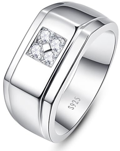 Yaresul Herren Ringe 925 Silber Rundschliff Cubic Zirconia Herrenringe Daumenring Jubiläum Geschenk von Ringe Für Herren für ihn Ehemann Bruder Breite Band 10mm Größe 57(18.1)