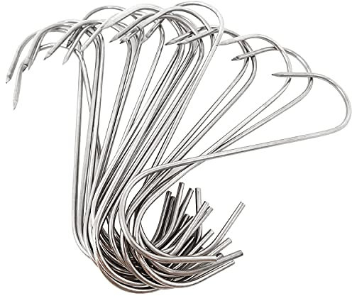 Honbay 20PCS Stainless Steel Meat Hooks Butcher Hooks for Smoker Chicken Hunting Ribs Fish Beef Poultry Hanging Drying Grill Hook Tool (3mm, 5.5'')