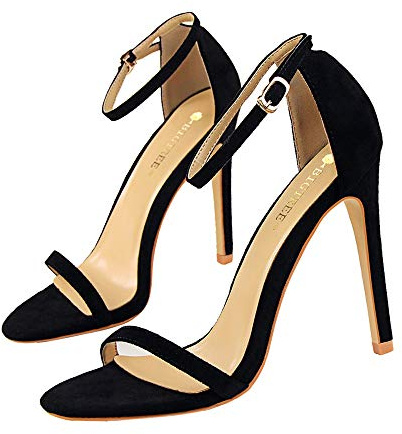 Zapatos de Tacón de Aguja Punta Abierta Diseño Elegante Modo Sandalias de Plataforma de Tacón Super Alto con Hebilla de Cinturón para Fiesta y Boda para Mujer Tacón 11.5 CM