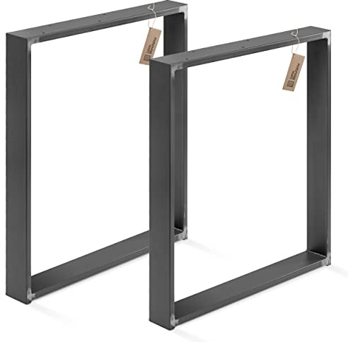LAMO Manufaktur Tischbeine für Schreibtisch Esstisch, Simple Medium, Vierkantprofil 60x30 mm, Tischgestell 50x72 cm (BxH), Rohstahl mit Klarlack, 2 Stück, LTS-01-D-II-0000