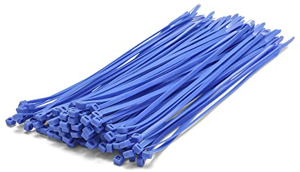 Cableties.co.uk Multi-Use Heavy Duty Blue Coloured Cable Ties, 200mm x 4.8mm Premium Nylon Zip Ties, 100 Pack, Indoor/Outdoor, Wire Management, Cable Tidy Under Desk, Gardening, Office and DIY