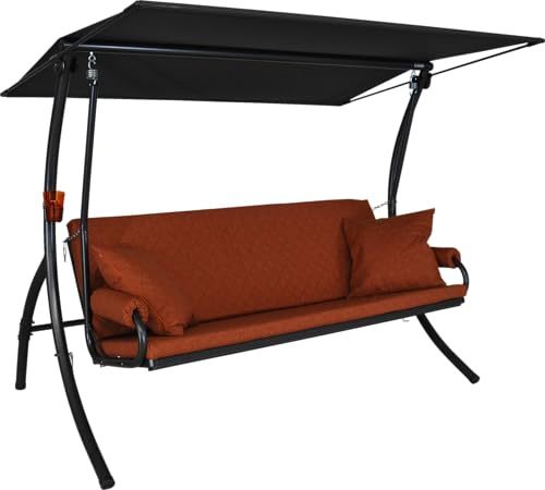 Angerer Hollywoodschaukel Elegance Joy – Schaukel zum Sitzen, Liegen & Entspannen, inkl. Bett-Funktion, einfache Montage, Made in Germany, hochwertiger Stoff, Terra