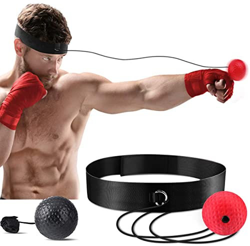 FIBOUND Boxen Reflexball, 2 Verschiedene Boxbälle mit Kopfband, perfekt für Reaktion, Agilität, Schlaggeschwindigkeit, Kampffähigkeit und Hand-Augen-Koordinationstraining, Boxbälle mit Stirnband