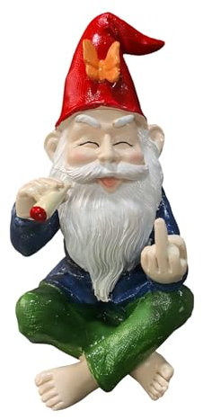 Funny Garden Gnome Statue - Mini Figurine Ornament for Outdoor Fairy Garden & Indoor Decor, Resin Craft Gift UK​​