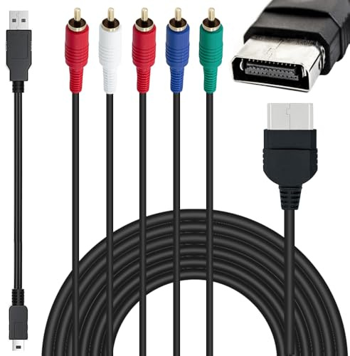 Xiatiaosann Cavo audio video AV, cavo component AV per cavo audio video HD RCA originale per Xbox classico con cavo di ricarica da USB-A a mini USB