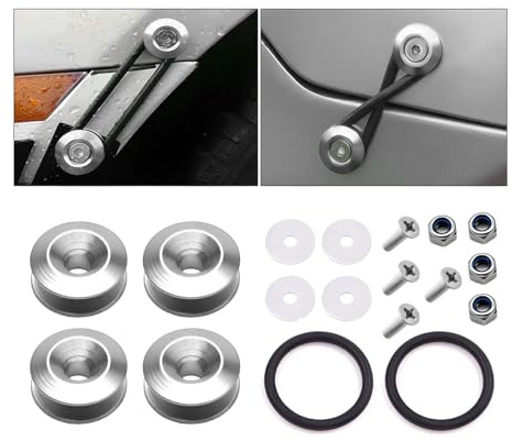 JNNJ Boulon de Pare-Chocs en Alliage Aluminium pour Voiture, Kit Fixation Rapide Libération Pare-Chocs, Pare-Chocs Avant Arrière Attaches à Dégagement Rapide, pour Automobile Véhicule(Argent)