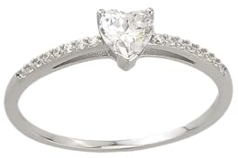 JC Trauringe Verlobungsringe Goldringe Schmuckringe in Echt 585 Gold klassische, schlichte Solitärringe Herzschliff Damen Schmuck mit Zirkonia Steine in Weißgold inkl. Schmucketui 8625