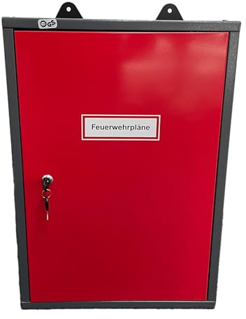 Schrank für Feuerwehrpläne – Platzsparender Hängeschrank zur sicheren Aufbewahrung von Feuerwehr- und Brandschutzplänen | Robustes Design | Wetterfest und abschließbar | Ideal für Innen