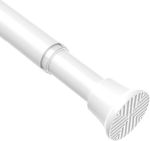 AIZESI White Small Tension Curtain Rod No Drilling 60-120cm, Spring Curtain Rods for Window, Tension Rods for Curtains Doorway Bedroom Bathroom Adjustable Extendable Curtain Pole