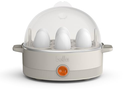 bella Electric Egg Cooker, 7 Eggs Capacity Tray, Single Stack, for Poached, Scrambled, Hard, Medium & Soft Boiled Eggs, Omelets and Steamed Dumplings, Auto Shutoff, 360 Watt, Oatmilk