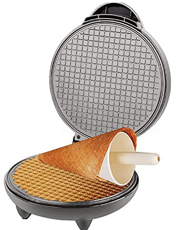 Electric Ice Cream Cone Maker, 1200W Commercial Waffle Cone Machine, Stainless Steel Body Nonstick Surface, Crispy Omelet Mold, for Breakfast, Kitchen, Home, Bakeries,Snack Bar Use
