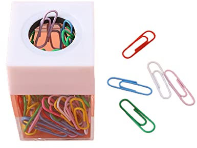 Büroklammer-Spenderbox mit 18 Stück Metall Büroklammern Ceative Büroklammern Halter Quadratische Clips Aufbewahrungsbox Büroklammern Aufbewahrungsbox