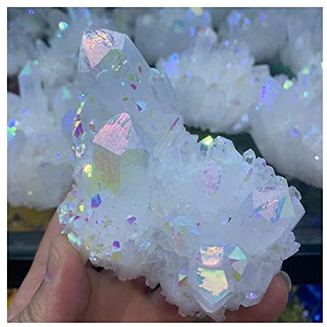 AUOQKQUT Cristal Naturel Amas de Cristaux naturels Bruts, Amas de Cristaux Blancs plaqués, Pierre, Pointe de Cristal, Spécimens décoratifs de Maison, Mine Brute décoration d'intérieur