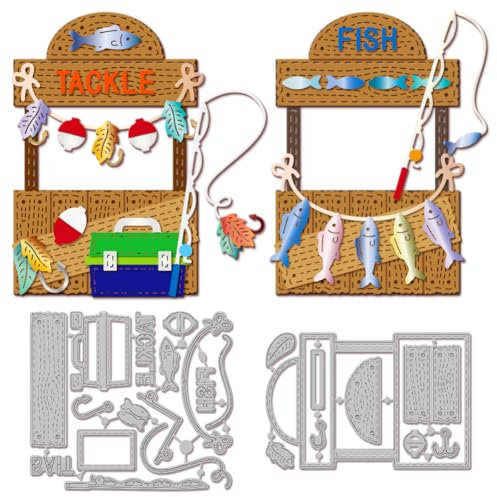 GLOBLELAND Stanzformen Für Angelstand Angelwerkzeuge Stanzungen Sommer Vorlage Schablone Für Kartengestaltung Dekoration DIY Scrapbooking Album Basteldeko