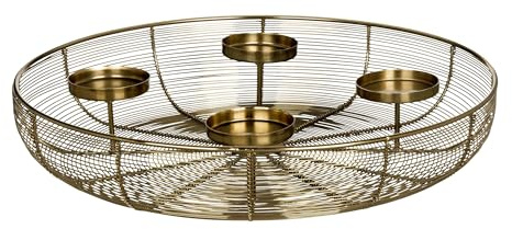 EGLO LIVING Adventskranz Hagony, Kerzenhalter Gestell für 4 Adventskerzen | Advent Kerzenständer für Stumpenkerzen, Tischdeko Weihnachten aus Metall in Gold, ⌀ 45 cm