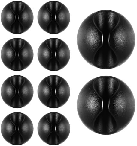Xinjoduz 10 PCS Mini Cable Holder, Black Adhesive Car Cable Clips Dust-Proof Car Wire Clips Phone Cable Management Cord Organizer Holder Clips for Nightstand, Desk, Home, Office, Cubicle