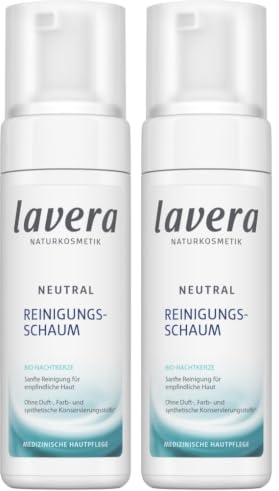 lavera Neutral Reinigungsschaum - Bio Nachtkerze - Sanfte Gesichtsreinigung - empfindliche Haut - Neurodermitis - Medizinische Hautpflege - vegan - Bio Pflanzenwirkstoffe - Naturkosmetik - 150 ml