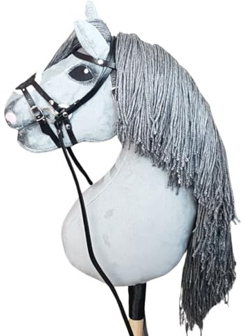 Hobby Horse Pferd GRAU 2 mit Köpfchen + Brustband GRATIS! / A3