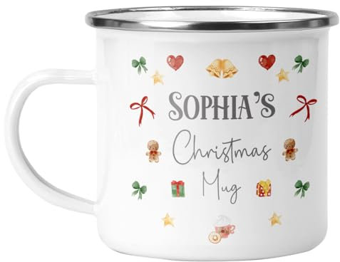 Chicken Craft Personalised Christmas Enamel Mug with Name - Kids Hot Chocolate Cup