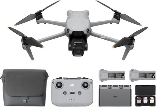 DJI Air 3S Combo Fly More (RC-N3), drone con grandangolare CMOS 1 e teleobiettivo medio, video HDR 4K/60fps, rilevamento omnidirezionale ostacoli in notturna e 3 batterie per volare più a lungo