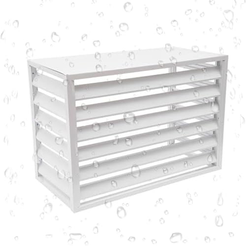 Cubierta de Aire Acondicionado Exterior Aluminio Cubiertas de Valla para Privacidad, Cubierta Protectora de Condensador con Contraventanas(White)