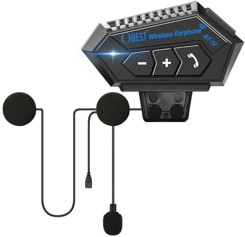 OBEST Motorcycle Helmet Bluetooth Earphones, Noise Reduction Function | Dustproof and Sun Protection Wireless Earphones with Long Battery Life, Hands-Free Communication System