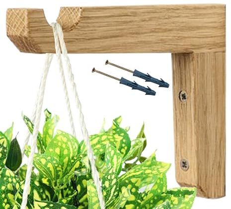 zjhukfmc Pflanzenaufhänger aus Holz, 15 x 15 x 2 cm, 2 Stück Wandhaken aus Holz, Pflanzenaufhänger, Wandhalterungen für Blumen, vielseitig verwendbar, wasserdicht, strapazierfähig, L-förmig, für