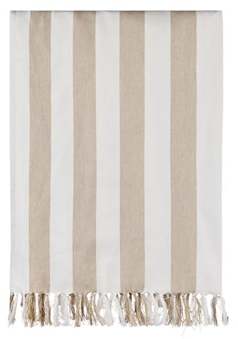 Vinga Asciugamano Hammam in cotone riciclato Ornos, Beige/Bianco, Taglia unica