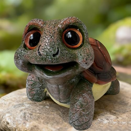 TECHEEL Schildkröte Figur Schildkröte Deko Garten Gartenfiguren Gartendeko | Schildkröte Figuren Schildkröten Draußen Dekos Teichfiguren für Garten Balkon Terrasse Gartenteich Teichdeko Geschenk