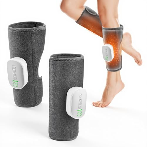 Massaggiatore per gambe con riscaldamento e compressione dell'aria, massaggiatore per polpacci per Stanche e Migliora il Rilassamento Muscolare con 4 modalità e 8 livelli di intensità