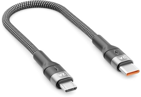deleyCON 0,15m Micro USB Kabel USB-C auf Micro-USB Stecker
