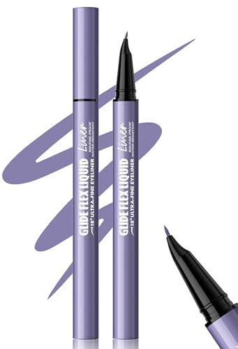Erinde Eyeliner Morado Metálico, Punta Precisa Inclinada a 18°, Lápiz Ojos Waterproof, Delineador de Ojos Metálico, Alta Pigmentación, Resistente al Agua y a la Transferencia #09