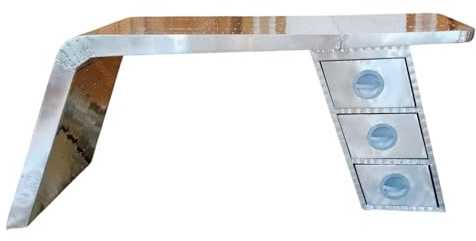 ARTIZANSTORE Industrial Aviator Wing Desk – Aluminum Home Office Desk Design Handmade Industrial Table Home and Office Decor