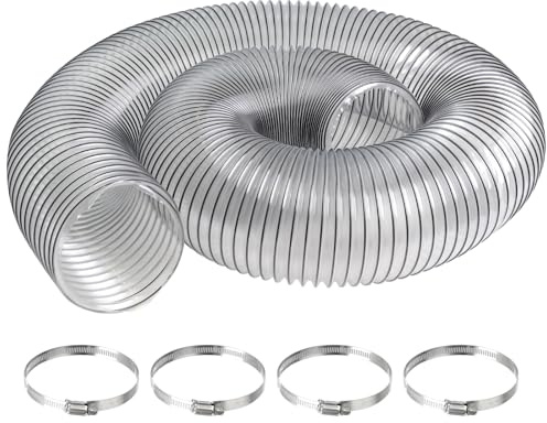 PVC Dust Collection Hose 6 x 10', Puncture Resistant 6 Inch Dust Collector Hose for Shop Vacuum,Woodworking Dust Collection Systems,Flexible Clear PVC Fume Debris Dust Hose Tube w/Carbon Steel Wire