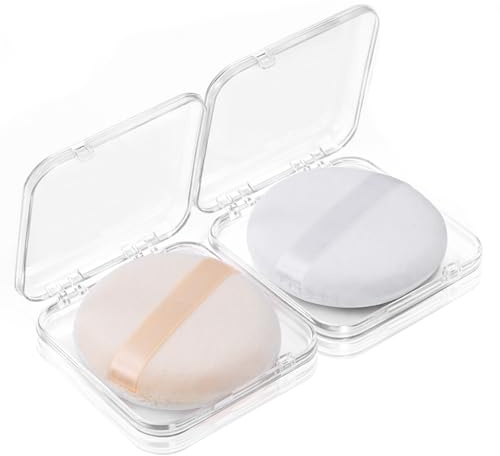 Zosutetoxo Zosutetoxo Poudre Puff avec Étui 2 Pièces Set Éponge de Maquillage pour Poudre de Corps Voyage Poudre pour le Visage Poudre Bébé Doux Blanc Beige