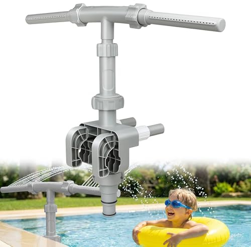 Fontana per piscine fuori terra – Regolabile piscina cascata irrigatore piscina fissaggio telaio piscina piscina fontana per relax e raffreddamento, accessori per piscina all'aperto (grigio)